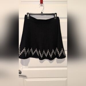 Candie's Black Skater Skirt with White Pattern